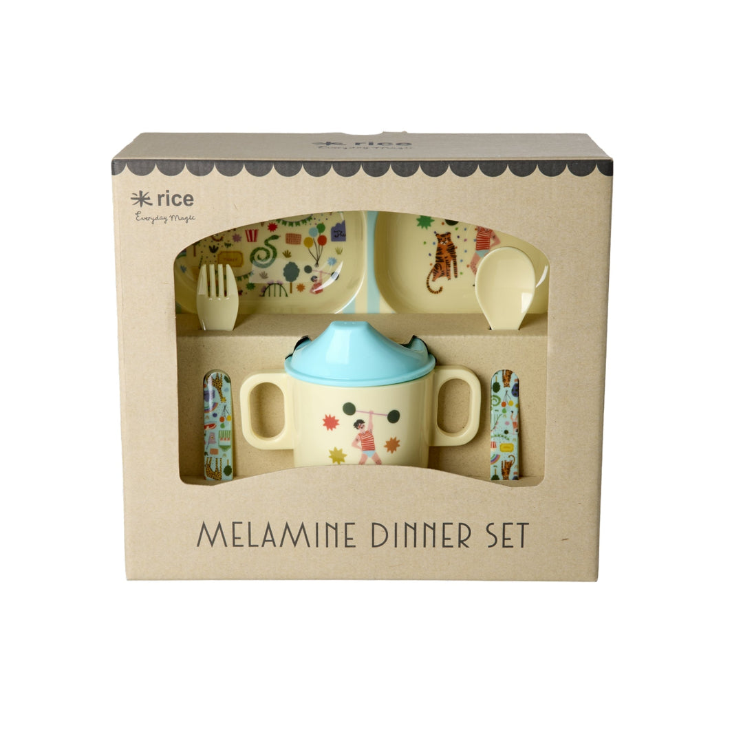 Rice Baby Dinner Set in Gift Box, Mint Fun Fair