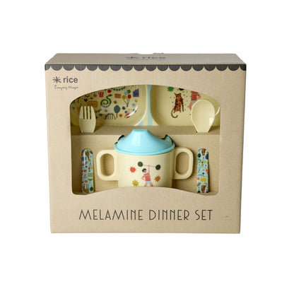 Rice Baby Dinner Set in Gift Box, Mint Fun Fair