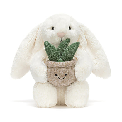 Jellycat Plush Toy, Bunny with Plant, Cream Bunny - 31 cm