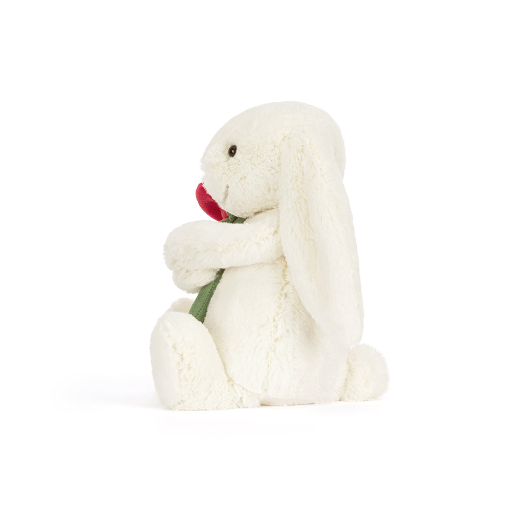Jellycat Plush Toy, Bunny with Rose, Cream Bunny - 31 cm