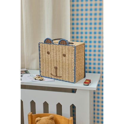 Rice Bear Suitcase for Storage - Blue