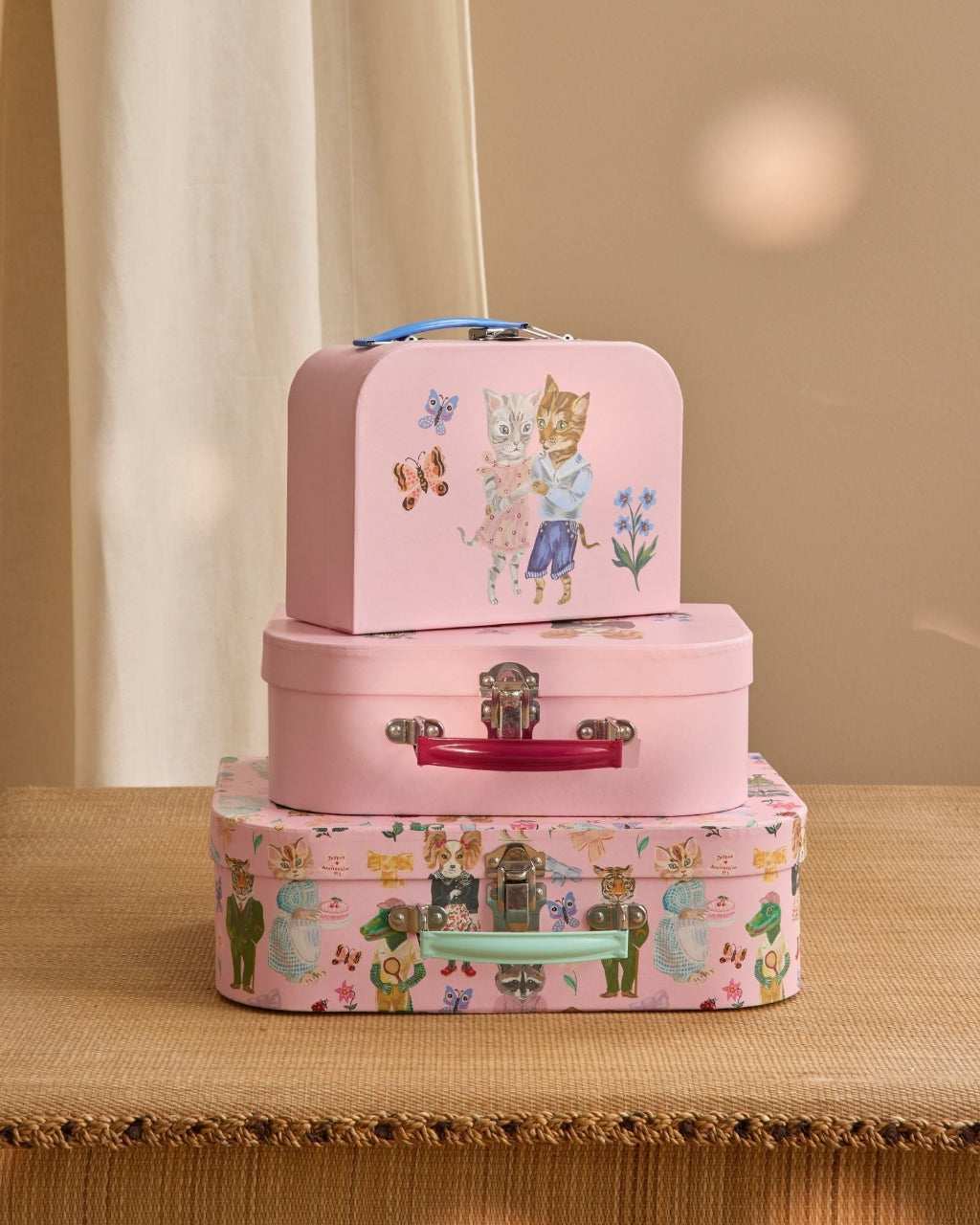 Rice Suitcase Set, 3 pcs, Pink - Nathalie Lété Print