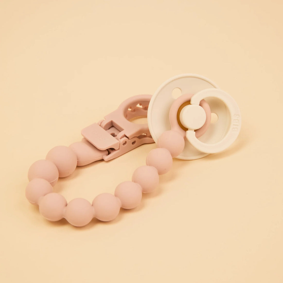 Bibs Silicone Pacifier Clip, Beaded – Blush