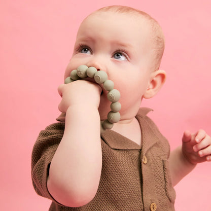 Bibs Silicone Teething Ring, Beaded – Sage