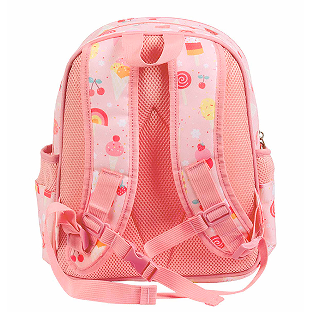 A Little Lovely Company Backpack, Insulated Front Pocket - Pink with Ice Cream Cones