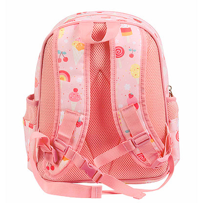 A Little Lovely Company Backpack, Insulated Front Pocket - Pink with Ice Cream Cones
