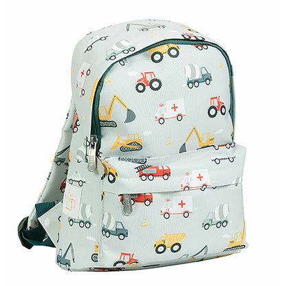 A Little Lovely Company Backpack, Small - Light Blue with Vehicles