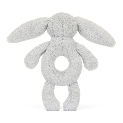 Baby Jellycat Ring Rattle, Bunny, Silver - 15 cm