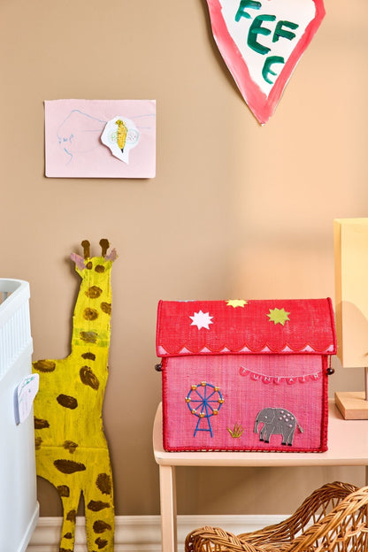 Rice Basket with Lid for Storage, Pink - Fun Fair Theme