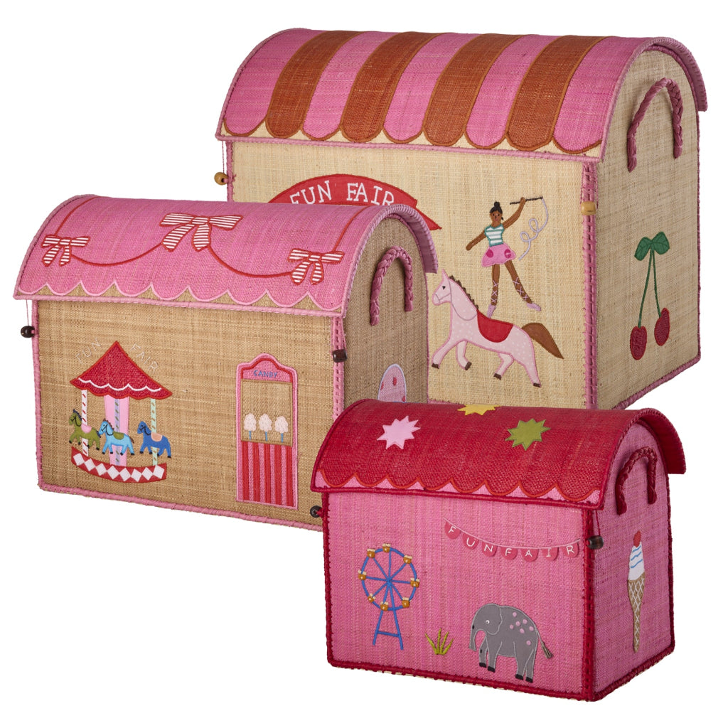 Rice Basket with Lid for Storage, Pink - Fun Fair Theme
