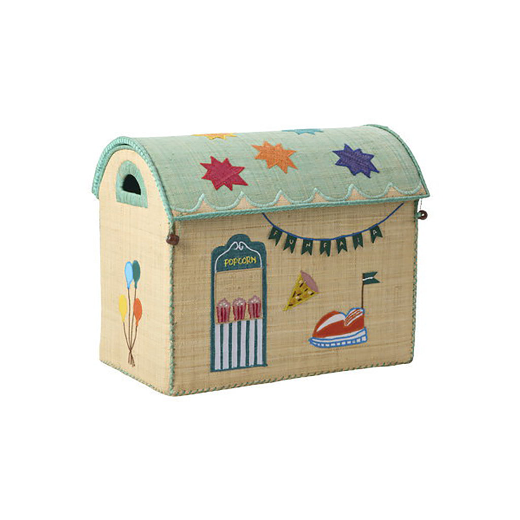 Rice Basket House for Storage, Blue - Fun Fair Theme
