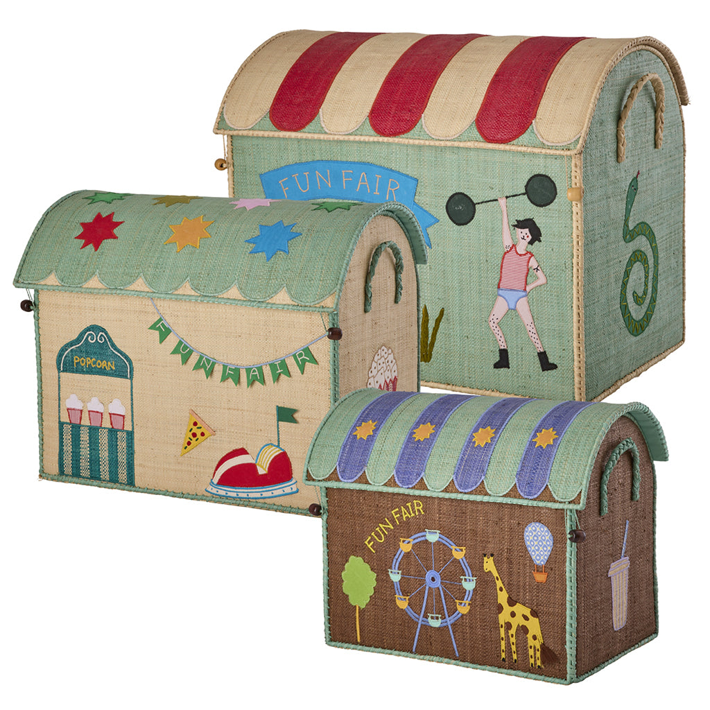 Rice Basket House for Storage, Blue - Fun Fair Theme