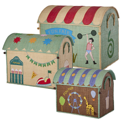 Rice Basket House for Storage, Blue - Fun Fair Theme