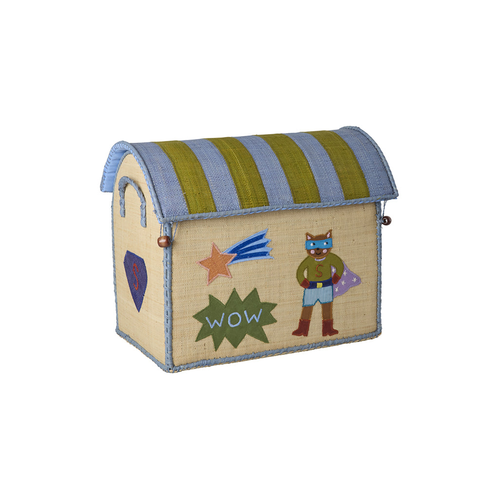 Rice Basket House for Storage, Natural – Hero Theme Blue