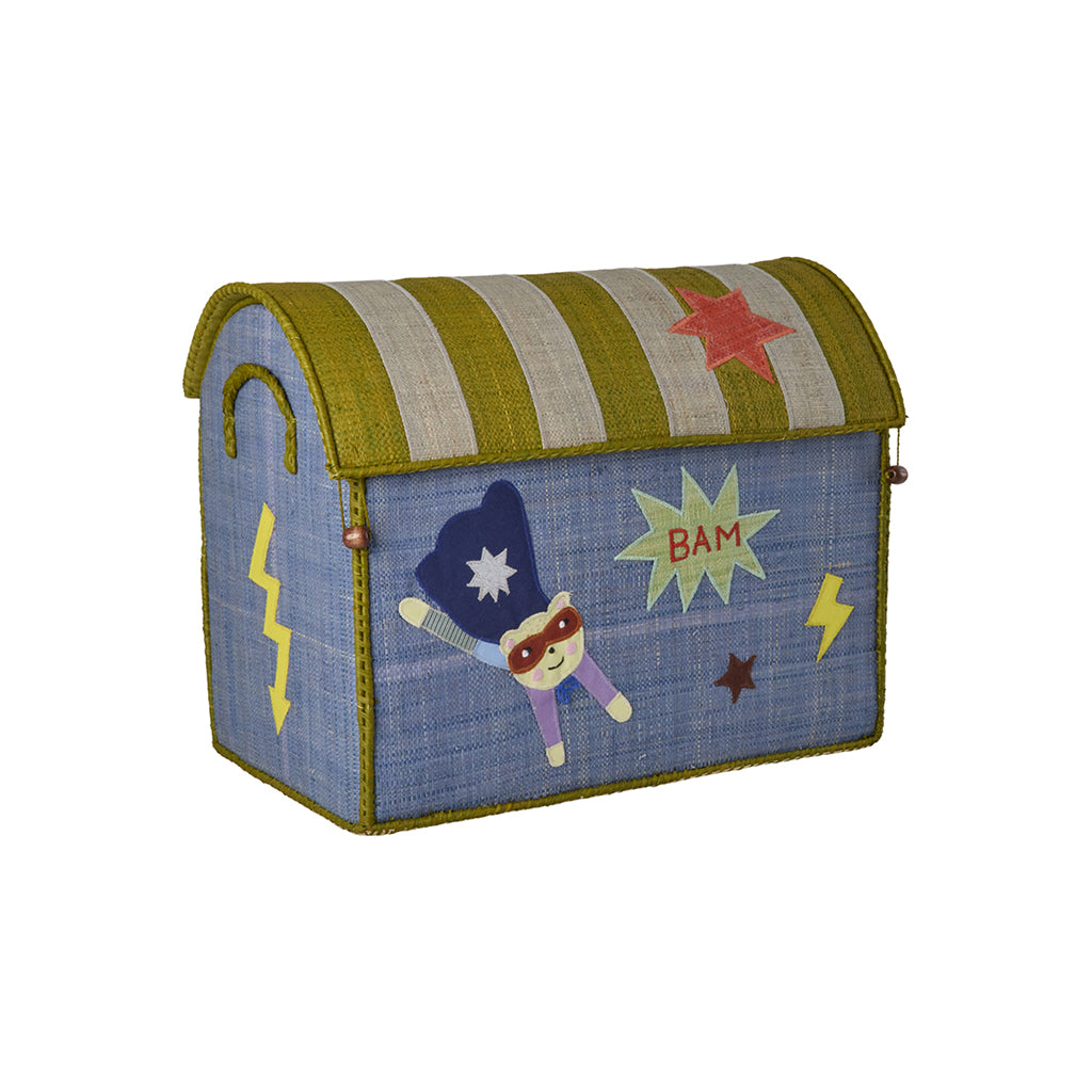 Rice Basket House for Storage, Natural – Hero Theme Blue