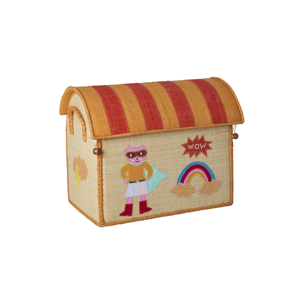 Rice Basket House for Storage, Natural - Hero Theme Pink
