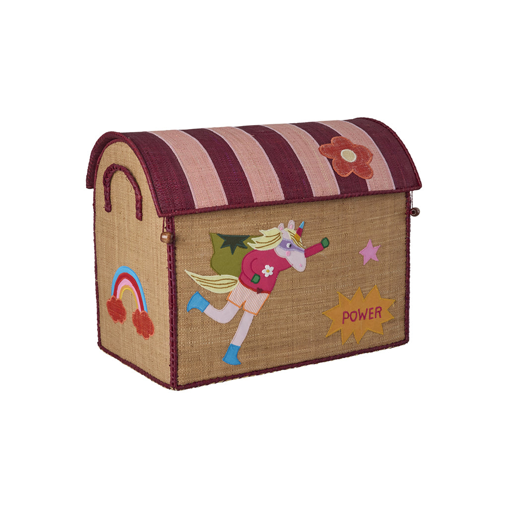 Rice Basket House for Storage, Natural - Hero Theme Pink