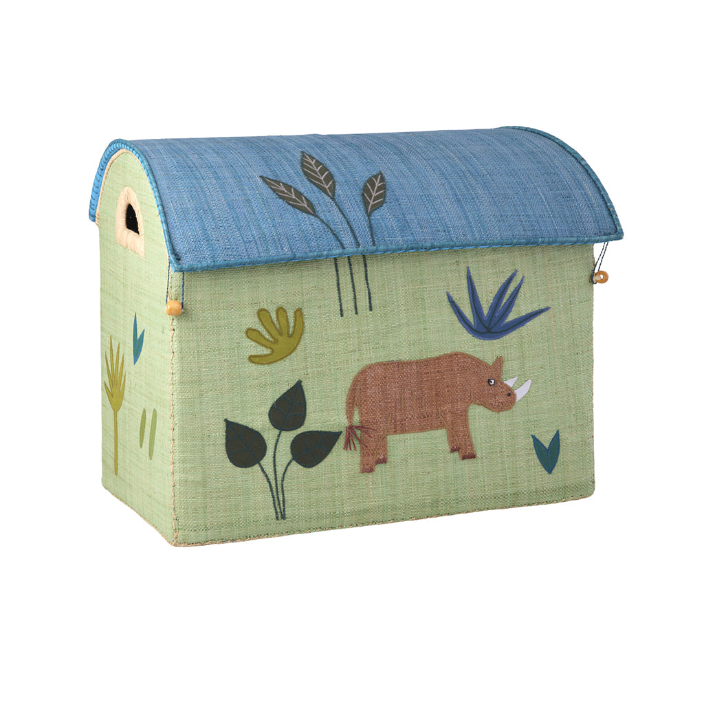 RICE Basket House for Storage, Jungle Theme – Blue
