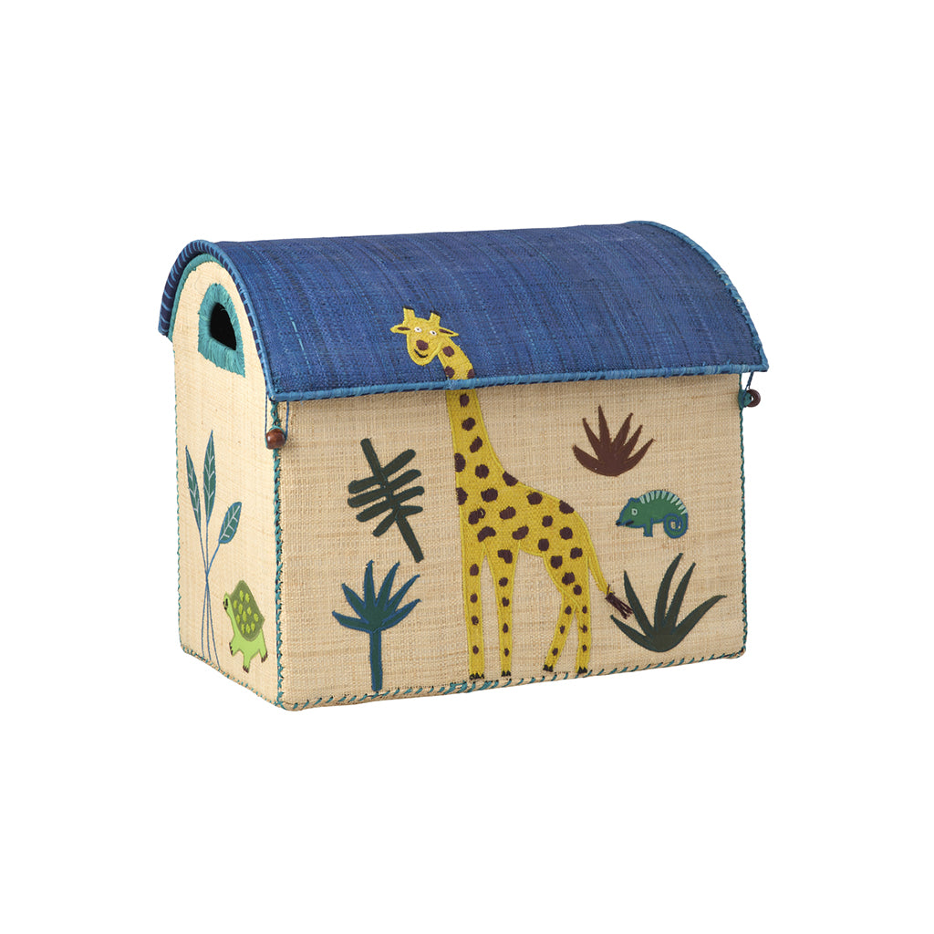 RICE Basket House for Storage, Jungle Theme – Blue