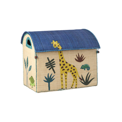 RICE Basket House for Storage, Jungle Theme – Blue