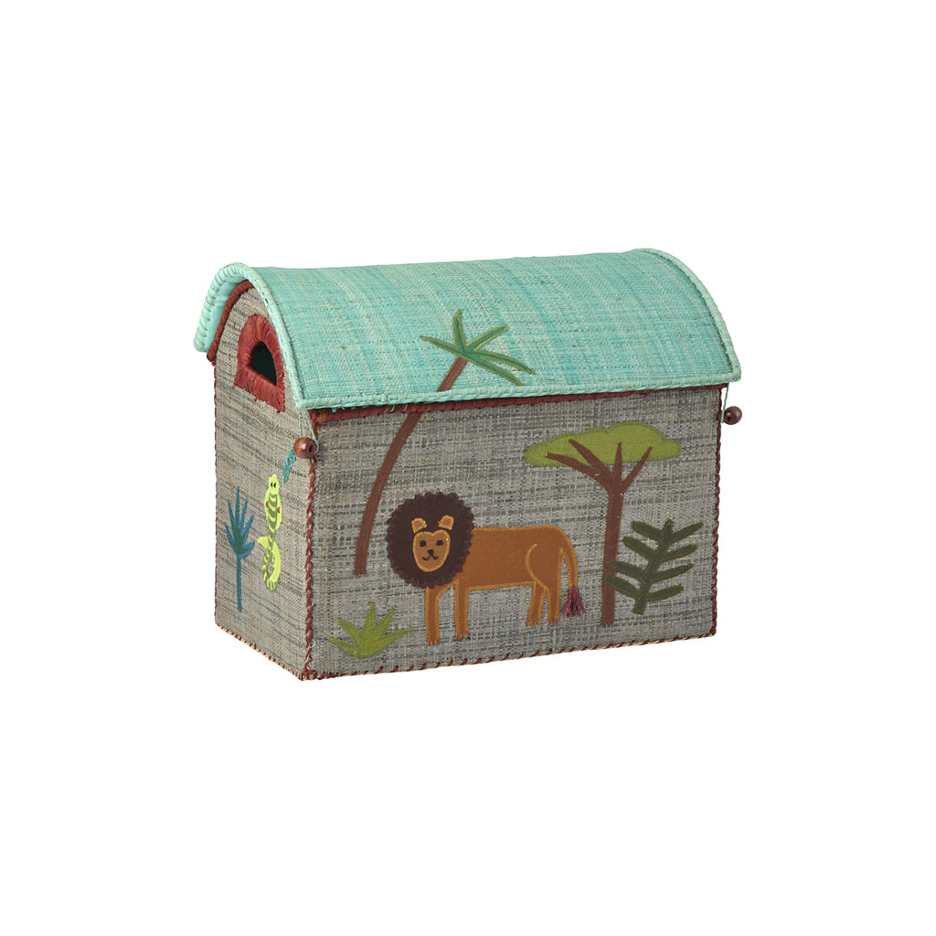 RICE Basket House for Storage, Jungle Theme – Blue