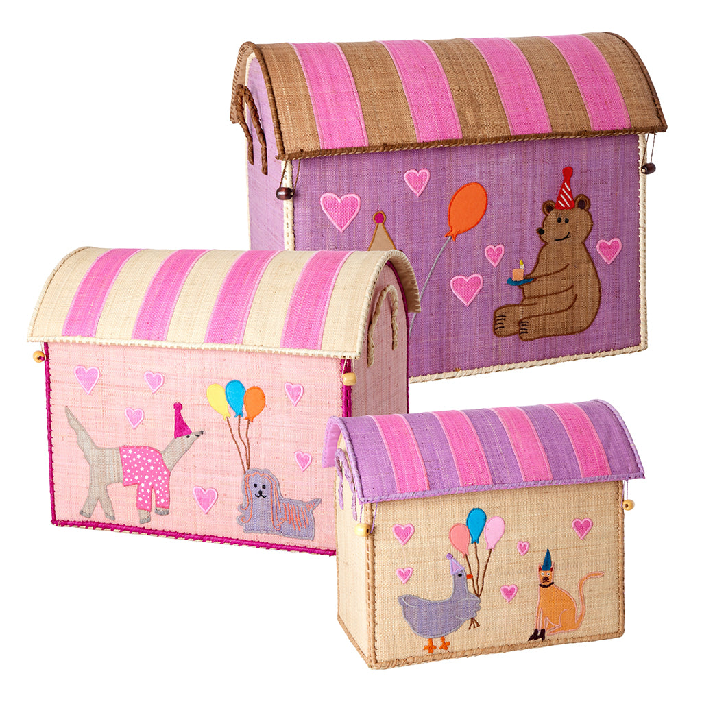 Rice Basket House for Storage, Pink Party Animal