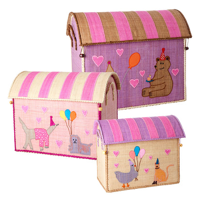 Rice Basket House for Storage, Pink Party Animal