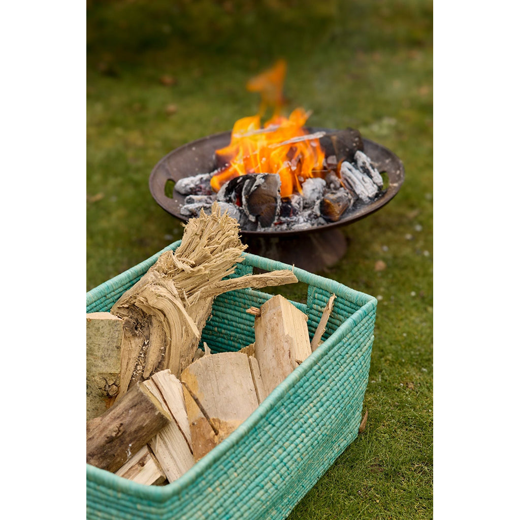 Rice Basket with Handles, Extra Large, Rectangular Raffia Storage Basket - Green