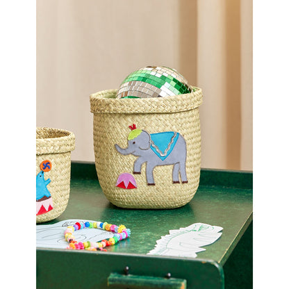 Rice Basket, Large Round Raffia Storage Basket, Natural - Circus