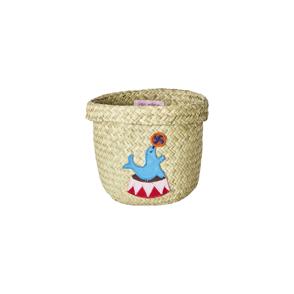 Rice Basket, Small Round Raffia Storage Basket, Natural - Circus