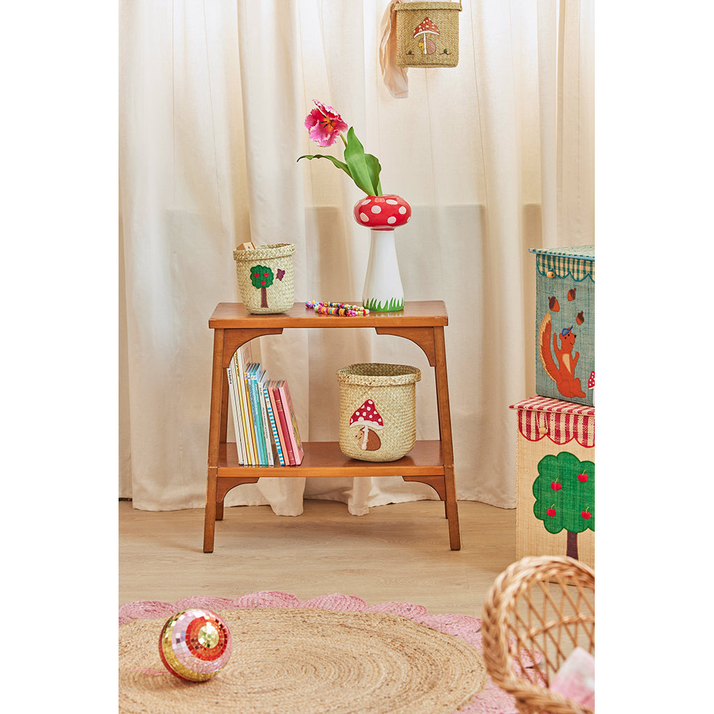 Rice Basket, Small Round Raffia Storage Basket, Natural - Happy Forest