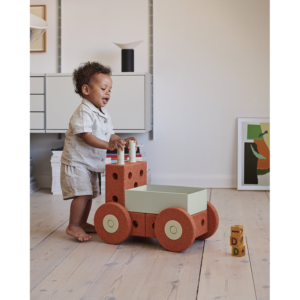 Modu 3-in-1 Walker, Foam Activity Toy - Burnt Orange/Dusty Green