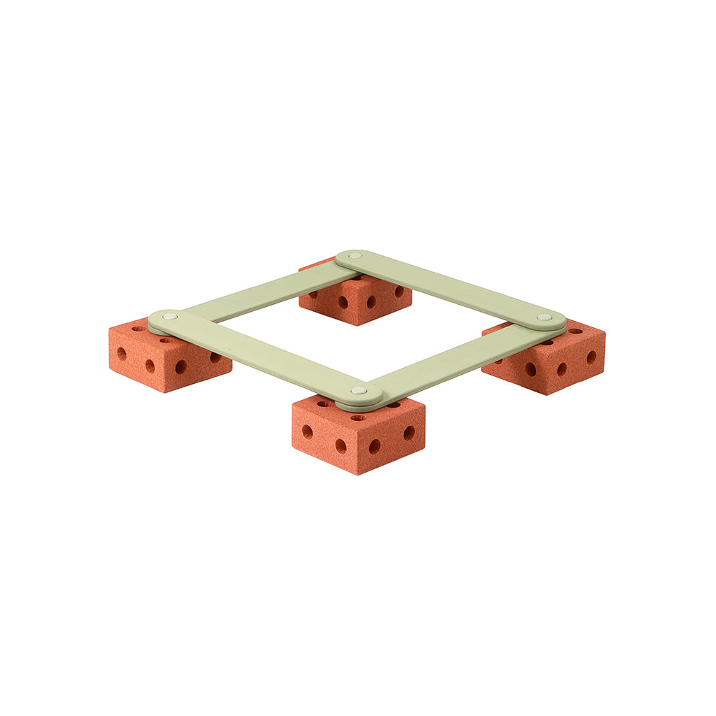 Modu Balance Track, Wooden Balance Path with Foam Blocks – Activity Toy – Burnt Orange / Dusty Green