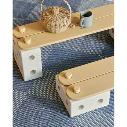 Modu Balance Track, Wooden Balance Path with Foam Blocks, Activity Toy - Sand Grey/Honey Yellow