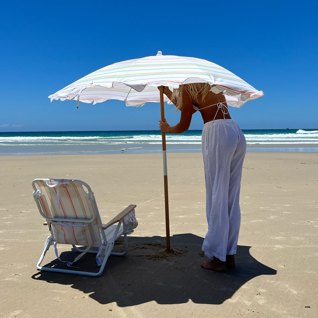 Sunnylife Beach Parasol, UPF50+ Protection - Rio Sun Multi Stripe