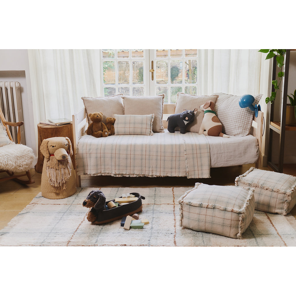 Lorena Canals Washable Rug, Tartan Blue Sage - Various Sizes