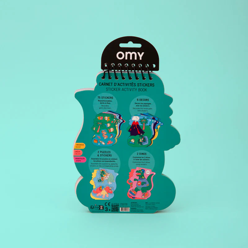Omy Activity Notebook with Stickers, Dino