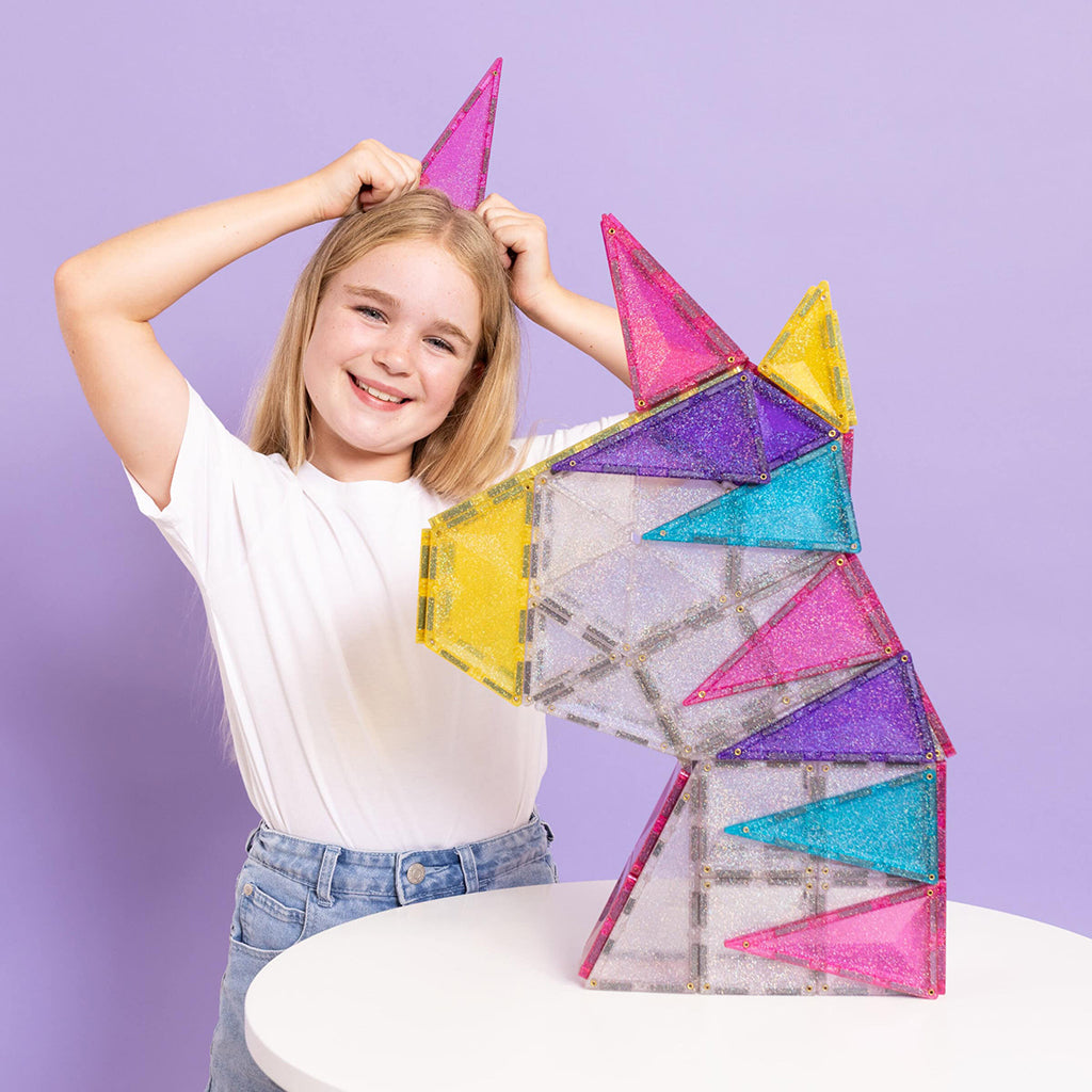 Connetix Magnetic Building Set, Unicorn Glitter - 56 Pieces