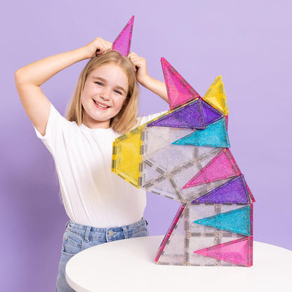 Connetix Magnetic Building Set, Unicorn Glitter - 56 Pieces