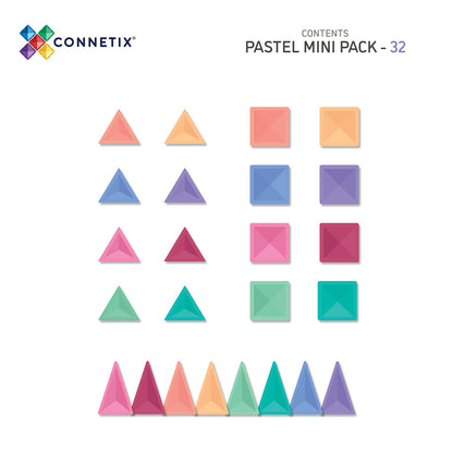 Connetix Magnetic Construction Set, Mini Pack, 32 Pieces – Pastel