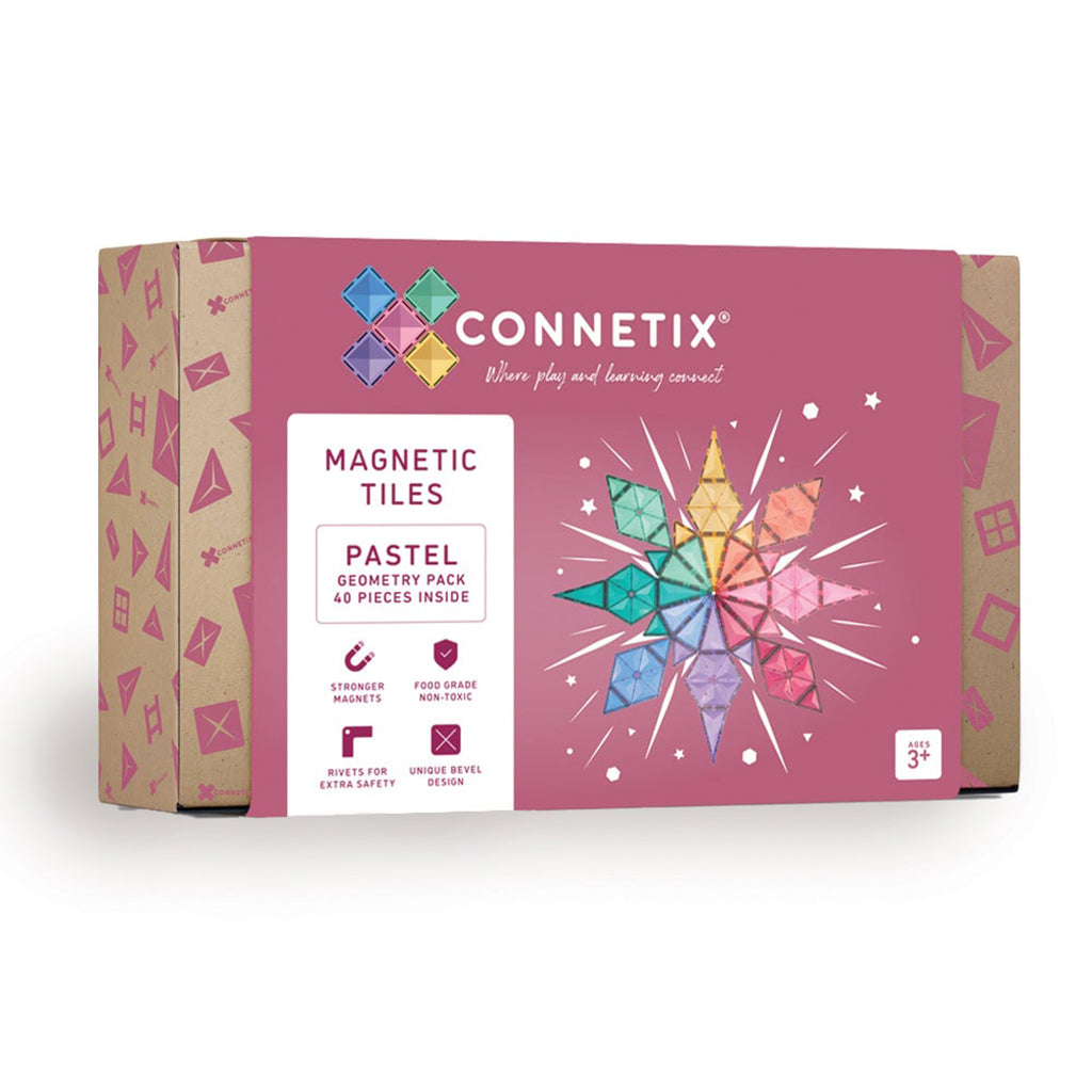 Connetix Magnetic Building Set, Geometry Pack, 40 Pieces - Pastel