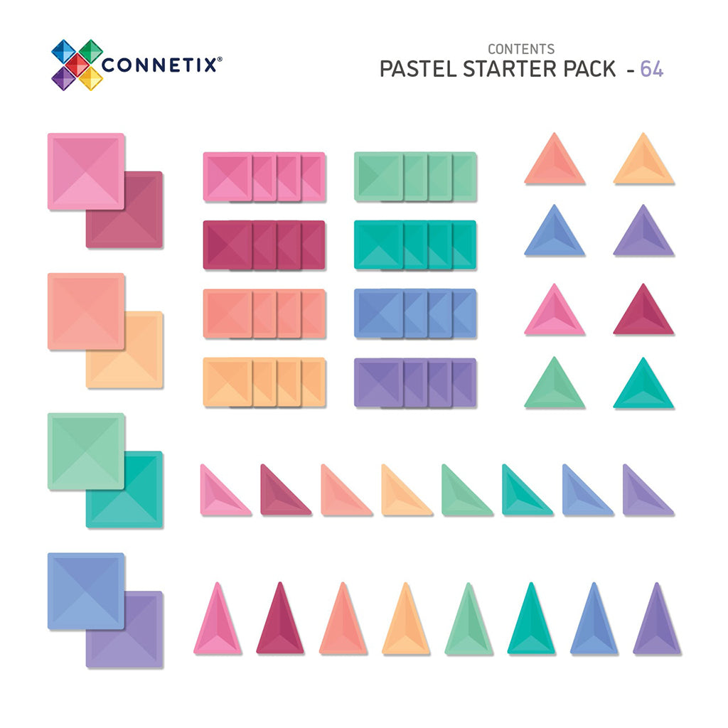 Connetix Magnetic Building Set, Starter Pack, 60 Pieces - Pastel