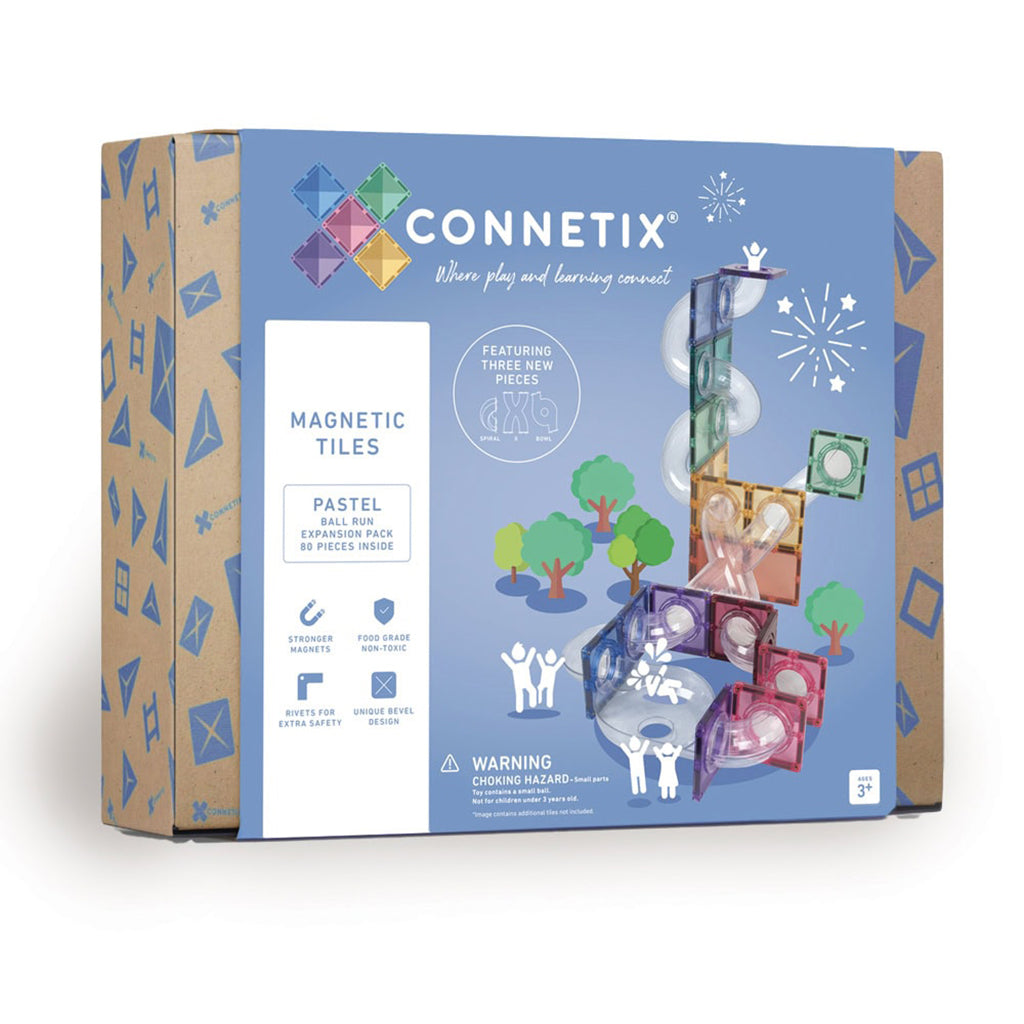 Connetix Magnetic Building Set, Ball Run Expansion Pack, 80 Pieces - Pastel