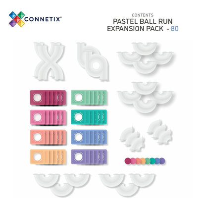 Connetix Magnetic Building Set, Ball Run Expansion Pack, 80 Pieces - Pastel