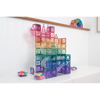 Connetix Magnetic Building Set, Ball Run Expansion Pack, 80 Pieces - Pastel