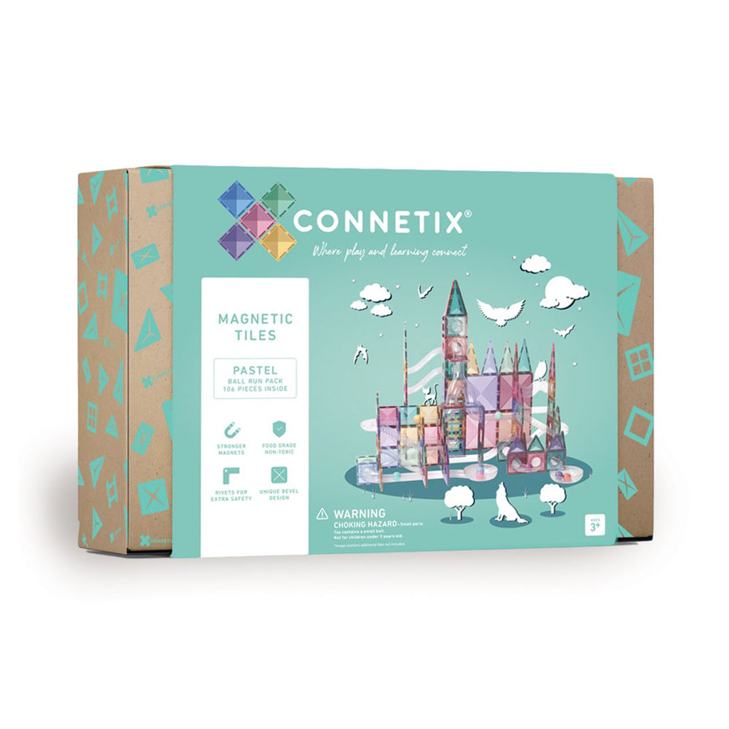 Connetix Magnetic Construction Set, Ball Run Pack, 106 Pieces – Pastel