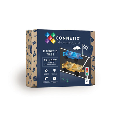 Connetix Car Pack, Magnetic Cars Set of 2 - Rainbow