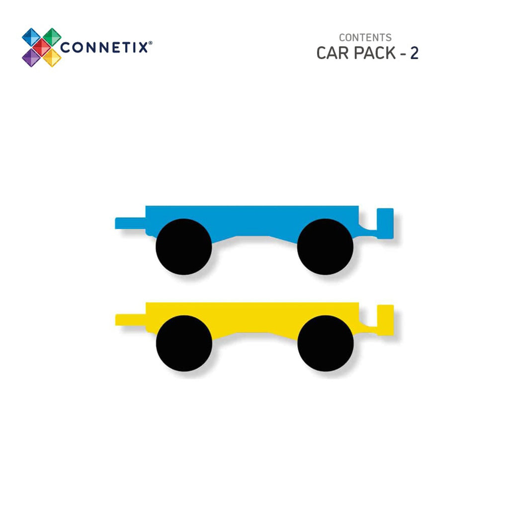 Connetix Car Pack, Magnetic Cars Set of 2 - Rainbow