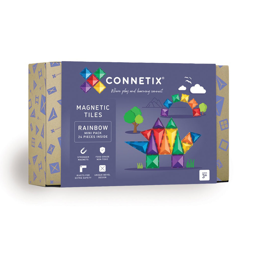 Connetix Magnetic Building Set, Mini Pack, 24 Pieces - Rainbow