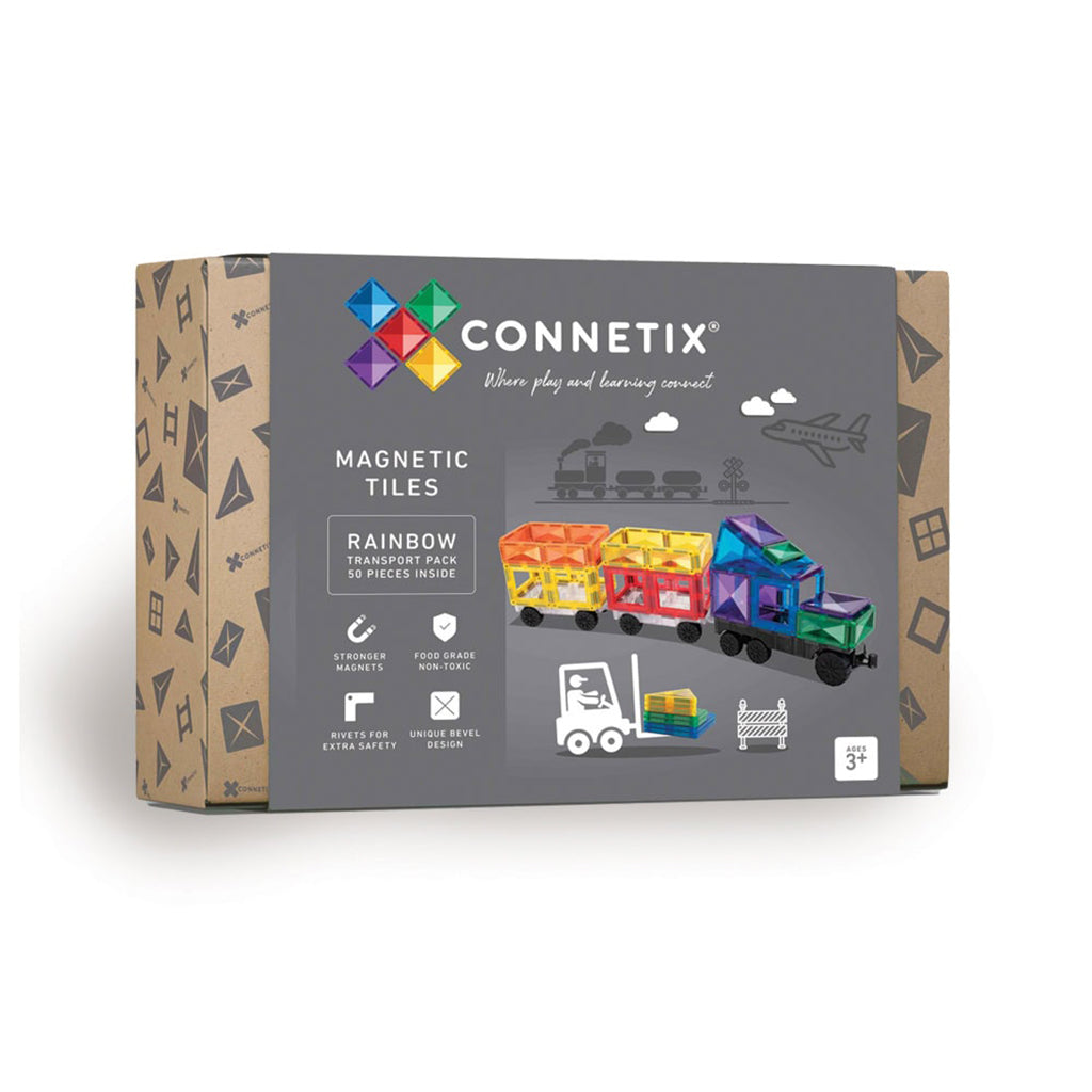 Connetix Magnetic Building Set, Transport Pack, 50 Pieces - Rainbow
